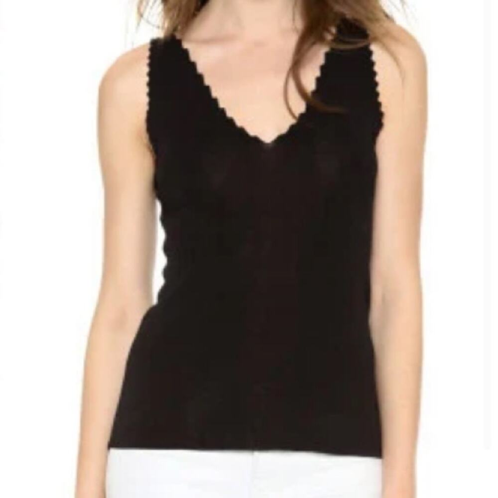Theyskens Theory Koemi Black Jagged Edge V-neck Knit Top NWTs Medium
